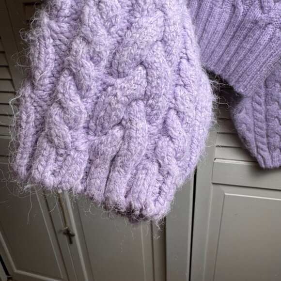 Zara Jewel Button Purple Cable Knit Cropped Cardigan Sweater Rhinestone Blogger - Picture 3 of 7